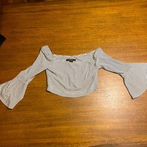 Forever 21 striped bell sleeve crop top small